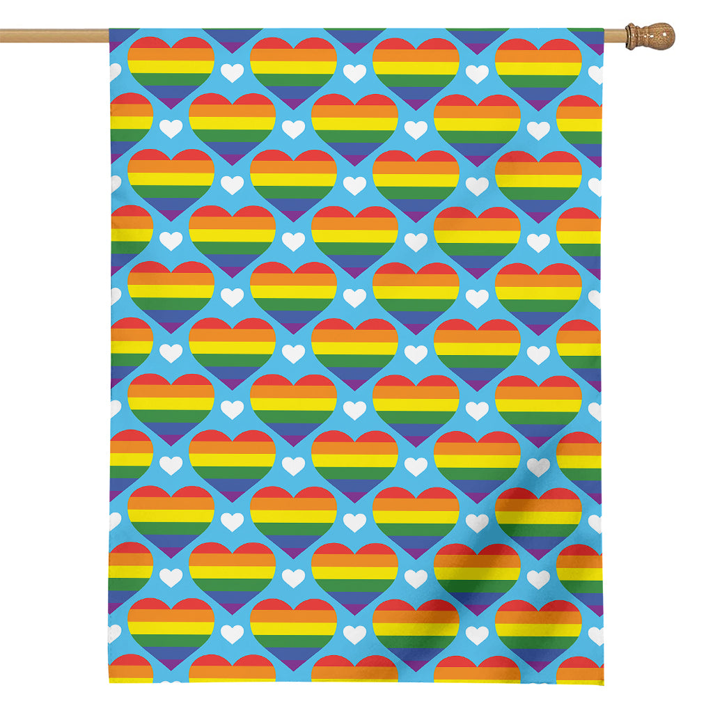 LGBT Pride Rainbow Heart Pattern Print House Flag
