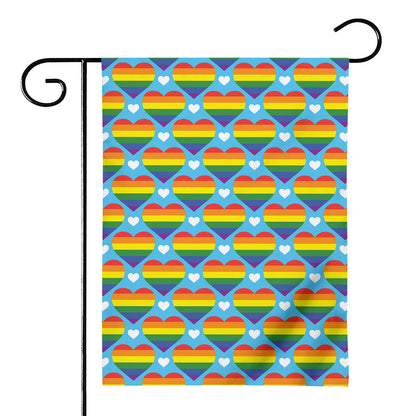LGBT Pride Rainbow Heart Pattern Print House Flag