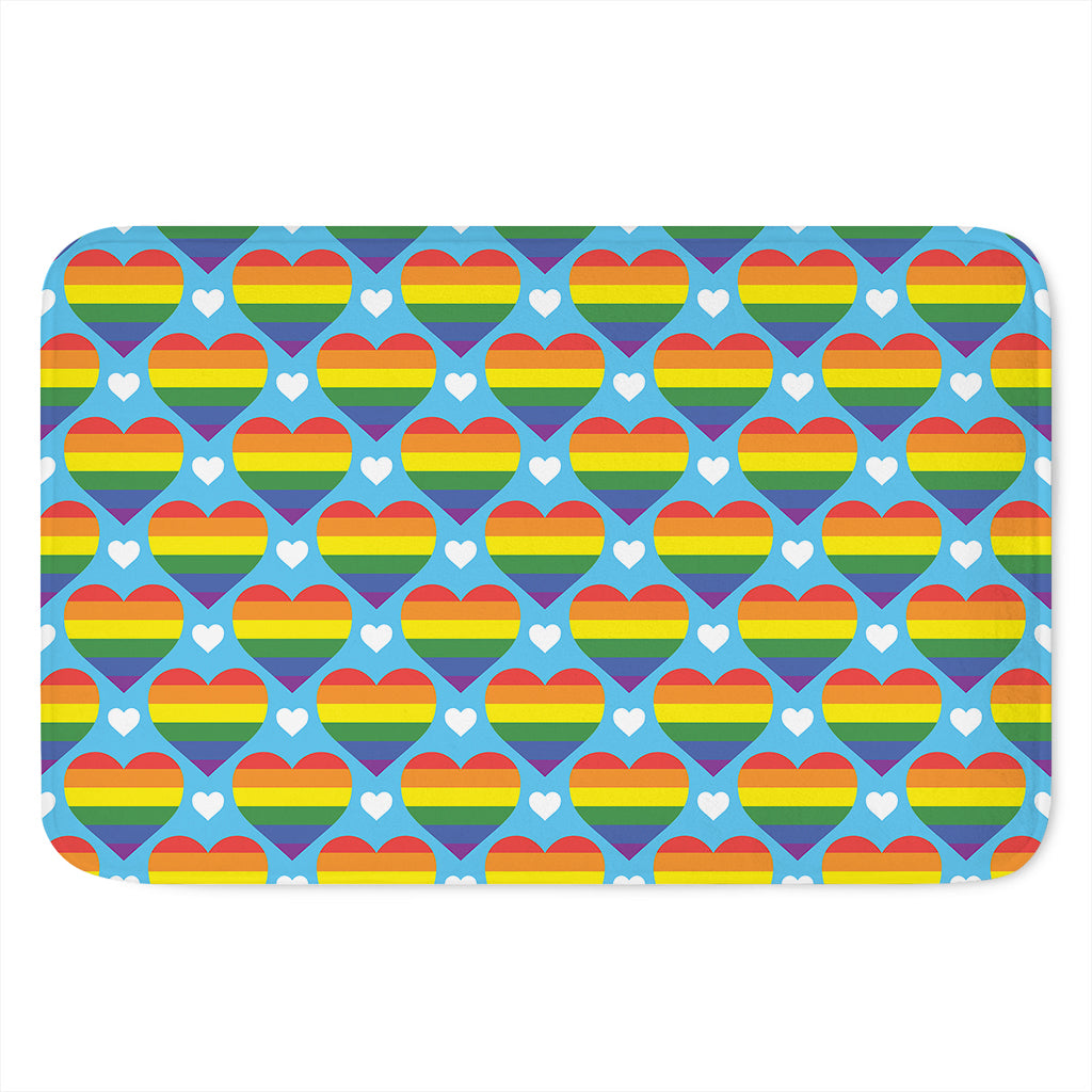 LGBT Pride Rainbow Heart Pattern Print Indoor Door Mat