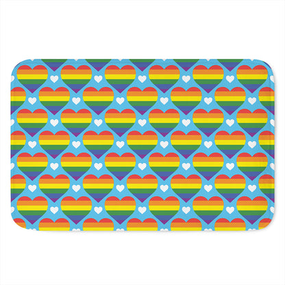 LGBT Pride Rainbow Heart Pattern Print Indoor Door Mat