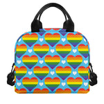 LGBT Pride Rainbow Heart Pattern Print Insulated Lunch Bag