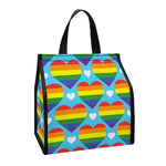 LGBT Pride Rainbow Heart Pattern Print Insulated Lunch Tote