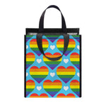 LGBT Pride Rainbow Heart Pattern Print Insulated Lunch Tote