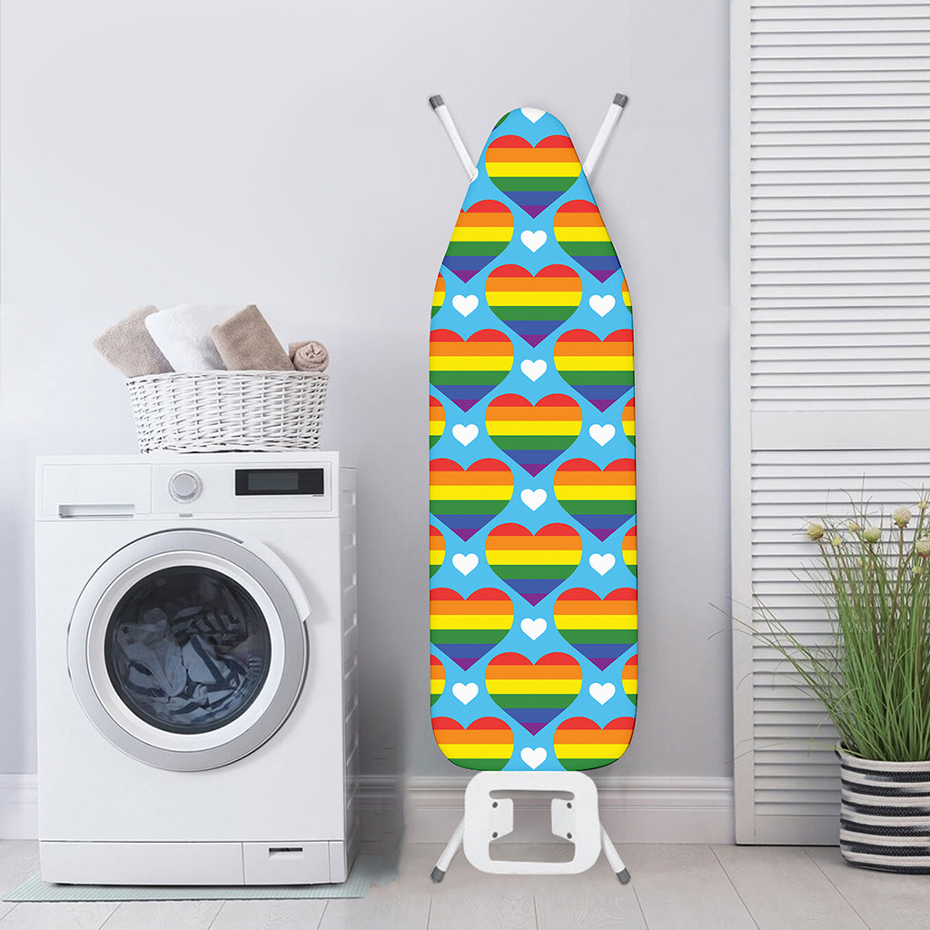 LGBT Pride Rainbow Heart Pattern Print Ironing Board Cover