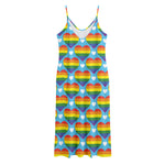 LGBT Pride Rainbow Heart Pattern Print Jersey Midi Cami Dress