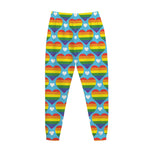 LGBT Pride Rainbow Heart Pattern Print Jogger Pants