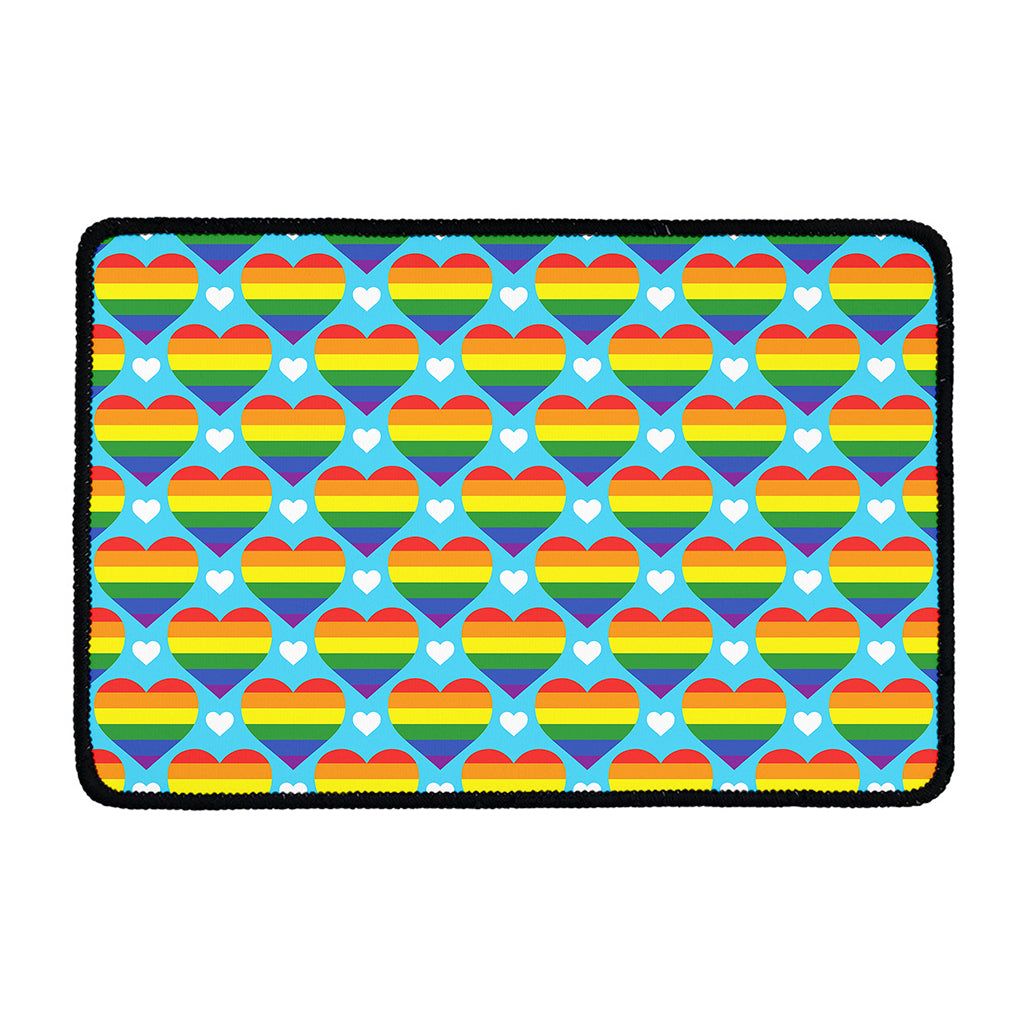 LGBT Pride Rainbow Heart Pattern Print Kitchen Mat