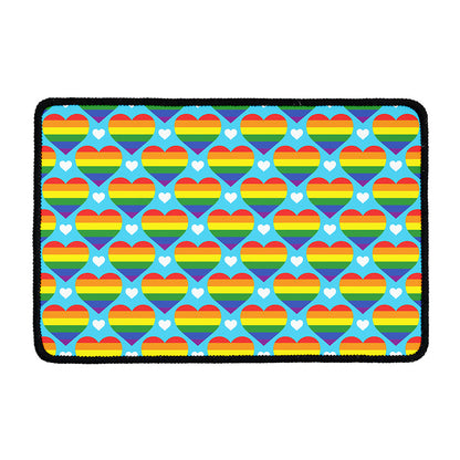LGBT Pride Rainbow Heart Pattern Print Kitchen Mat