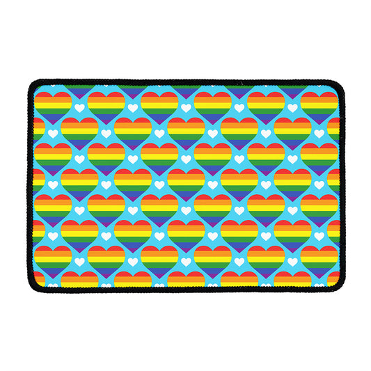 LGBT Pride Rainbow Heart Pattern Print Kitchen Mat