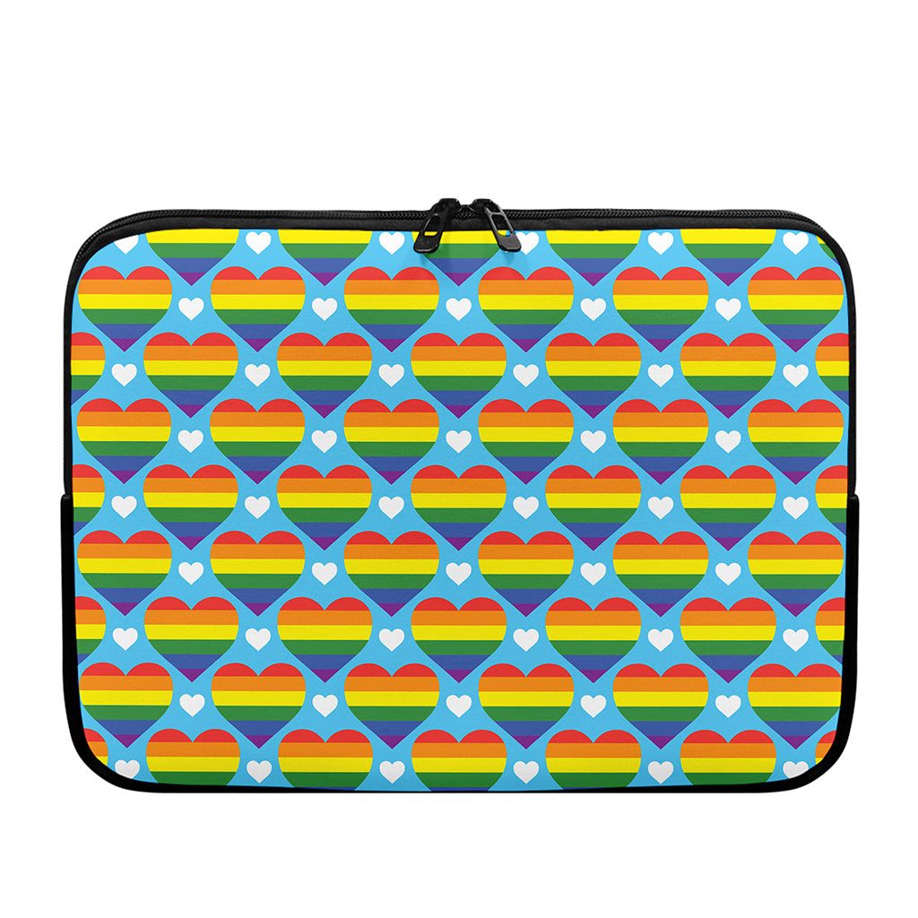 LGBT Pride Rainbow Heart Pattern Print Laptop Sleeve