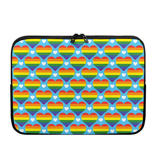LGBT Pride Rainbow Heart Pattern Print Laptop Sleeve