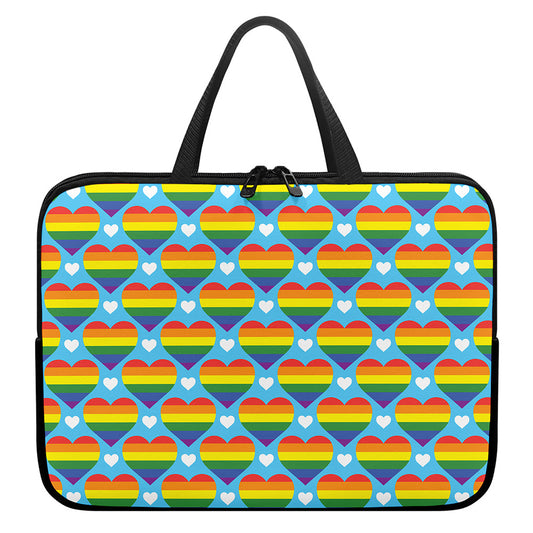 LGBT Pride Rainbow Heart Pattern Print Laptop Sleeve With Handle