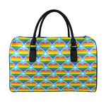 LGBT Pride Rainbow Heart Pattern Print Leather Duffle Bag
