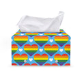 LGBT Pride Rainbow Heart Pattern Print Leather Tissue Box Cover