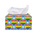 LGBT Pride Rainbow Heart Pattern Print Leather Tissue Box Cover