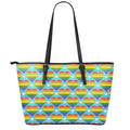 LGBT Pride Rainbow Heart Pattern Print Leather Tote Bag With Zipper