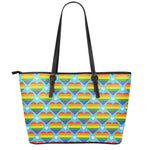 LGBT Pride Rainbow Heart Pattern Print Leather Tote Bag