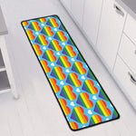 LGBT Pride Rainbow Heart Pattern Print Long Kitchen Mat