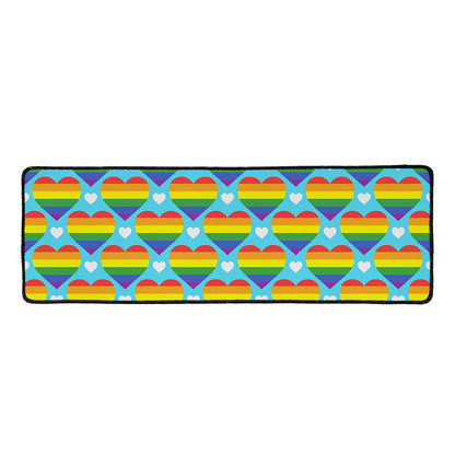 LGBT Pride Rainbow Heart Pattern Print Long Kitchen Mat