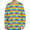 LGBT Pride Rainbow Heart Pattern Print Long Sleeve Baseball Jersey