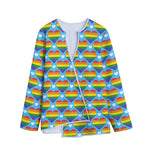 LGBT Pride Rainbow Heart Pattern Print Long Sleeve Short Coat