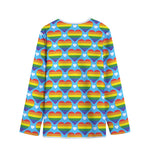 LGBT Pride Rainbow Heart Pattern Print Long Sleeve Short Coat