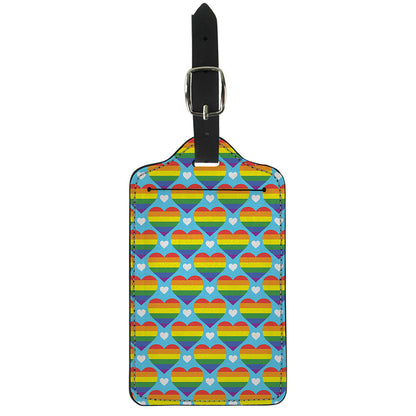 LGBT Pride Rainbow Heart Pattern Print Luggage Tag