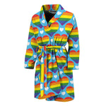 LGBT Pride Rainbow Heart Pattern Print Men's Bathrobe