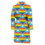 LGBT Pride Rainbow Heart Pattern Print Men's Bathrobe