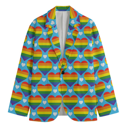 LGBT Pride Rainbow Heart Pattern Print Men's Blazer