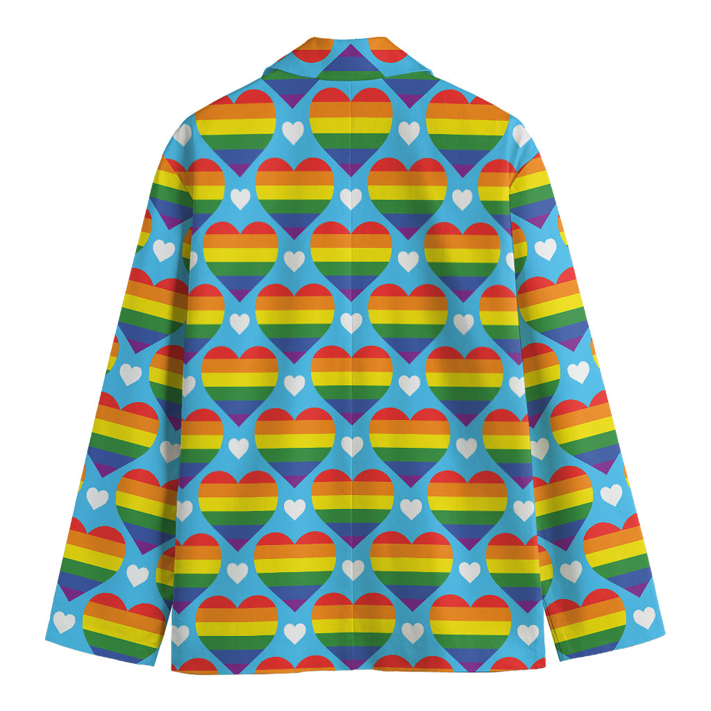 LGBT Pride Rainbow Heart Pattern Print Men's Blazer