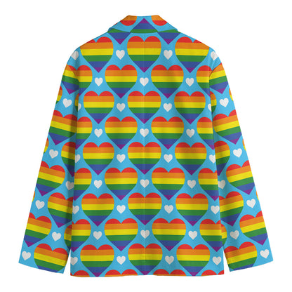 LGBT Pride Rainbow Heart Pattern Print Men's Blazer