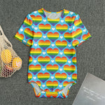 LGBT Pride Rainbow Heart Pattern Print Men's Bodysuit