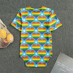 LGBT Pride Rainbow Heart Pattern Print Men's Bodysuit