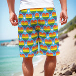 LGBT Pride Rainbow Heart Pattern Print Men's Cargo Shorts