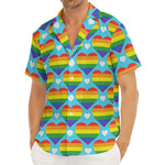 LGBT Pride Rainbow Heart Pattern Print Men's Deep V-Neck Shirt