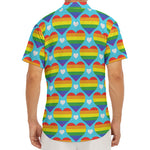 LGBT Pride Rainbow Heart Pattern Print Men's Deep V-Neck Shirt