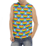 LGBT Pride Rainbow Heart Pattern Print Men's Fitness Tank Top