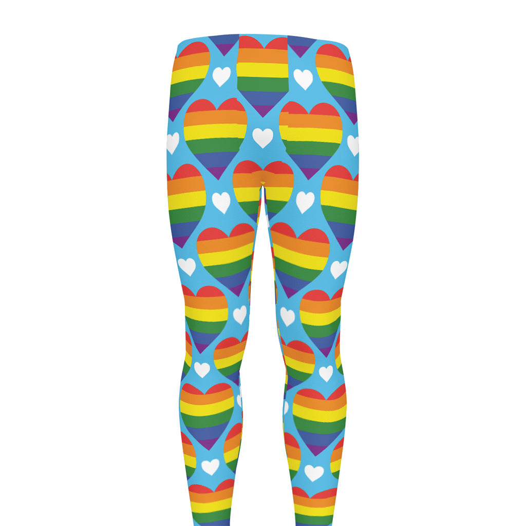 LGBT Pride Rainbow Heart Pattern Print Men's leggings
