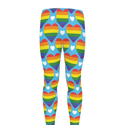 LGBT Pride Rainbow Heart Pattern Print Men's leggings