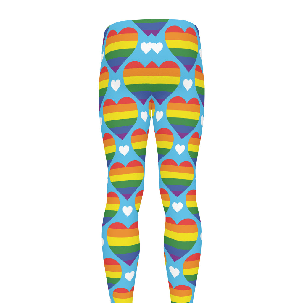 LGBT Pride Rainbow Heart Pattern Print Men's leggings