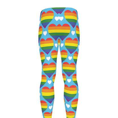 LGBT Pride Rainbow Heart Pattern Print Men's leggings