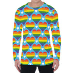 LGBT Pride Rainbow Heart Pattern Print Men's Long Sleeve T-Shirt