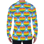 LGBT Pride Rainbow Heart Pattern Print Men's Long Sleeve T-Shirt