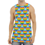 LGBT Pride Rainbow Heart Pattern Print Men's Muscle Tank Top