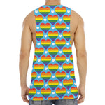 LGBT Pride Rainbow Heart Pattern Print Men's Muscle Tank Top