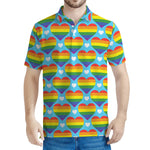 LGBT Pride Rainbow Heart Pattern Print Men's Polo Shirt