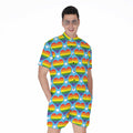 LGBT Pride Rainbow Heart Pattern Print Men's Romper