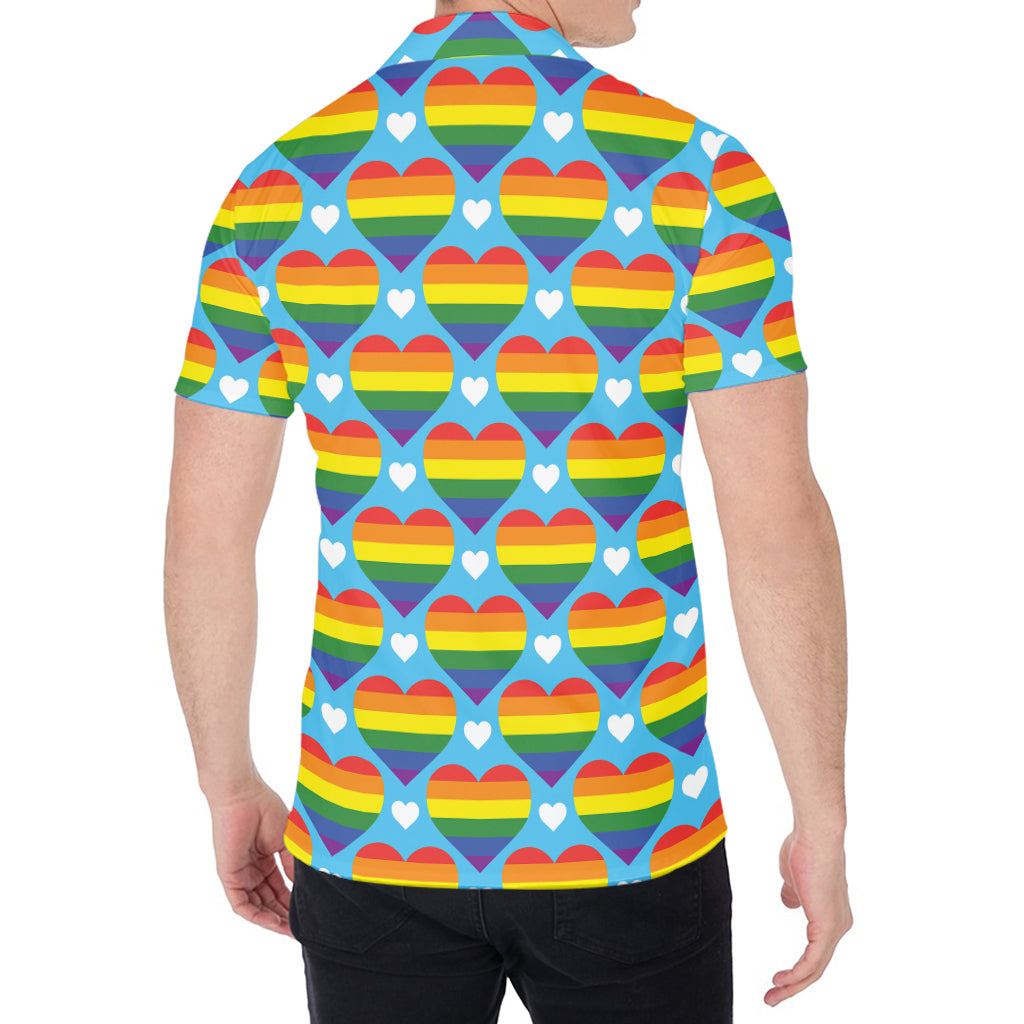 LGBT Pride Rainbow Heart Pattern Print Men's Shirt