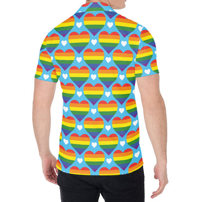 LGBT Pride Rainbow Heart Pattern Print Men's Shirt